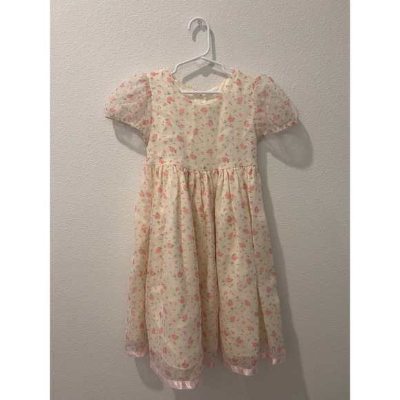 Kids Dream Other - Vintage Kids Dream Floral Organza Special Occasion Dress Pink Cream Size 5-6